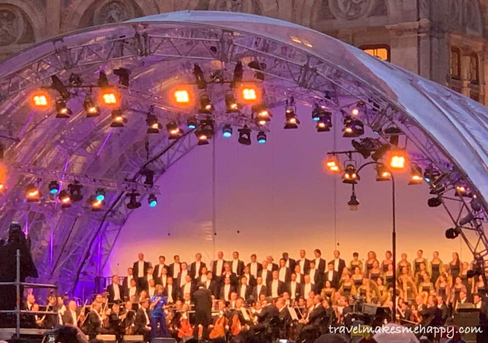 Vienna opera performing an outdoor concert at the opera house