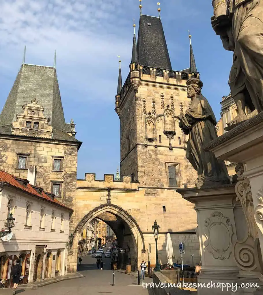 prague tower view from charles bridge