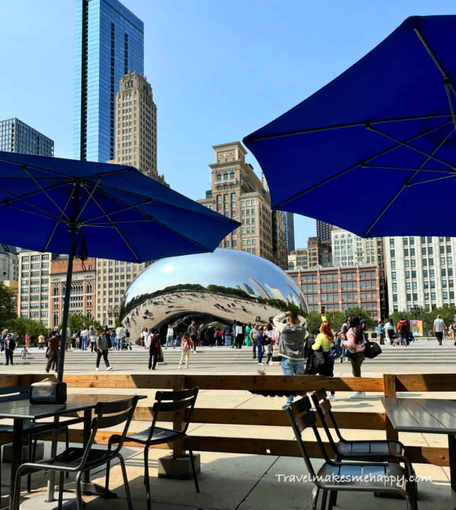 cloud gate view from casa bonita in millennium park chicago