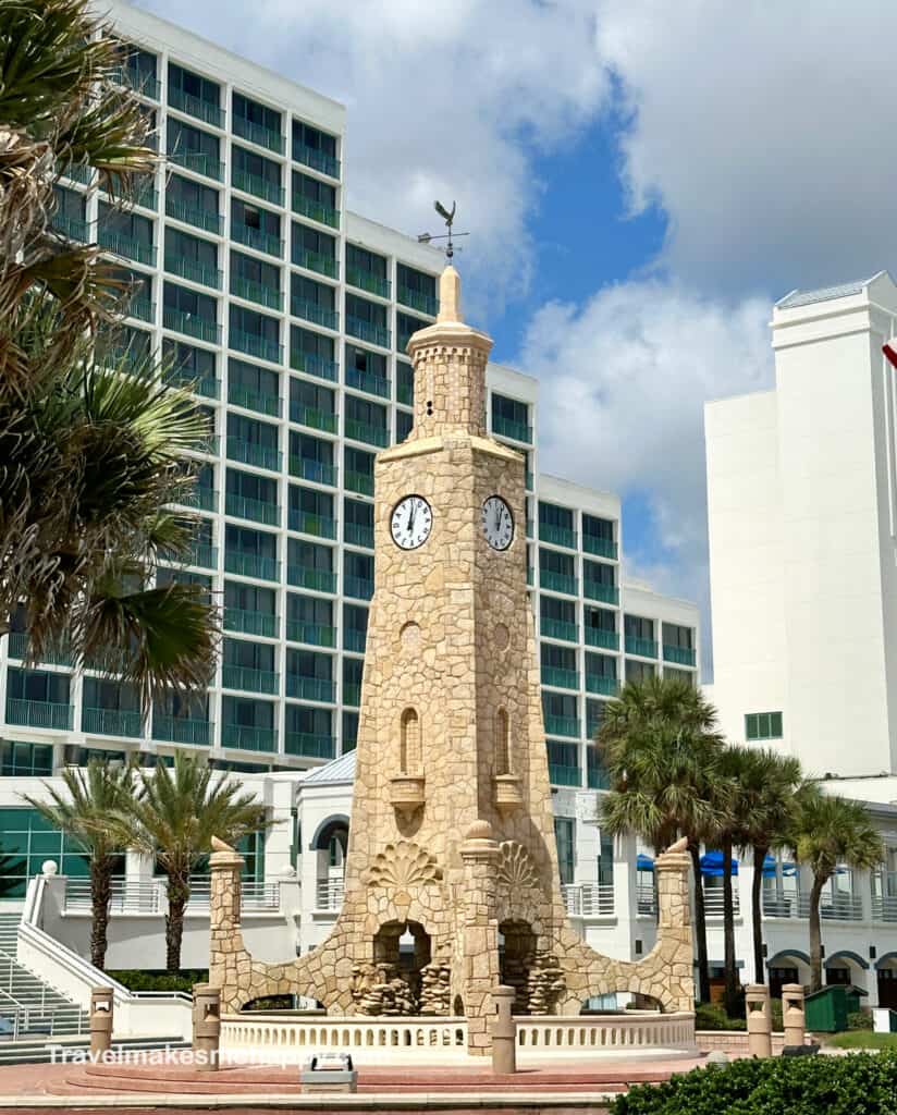 Daytona Beach unique clock tower on beach near hilton