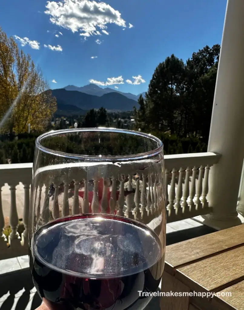 wine bar stanley hotel mountain views porch