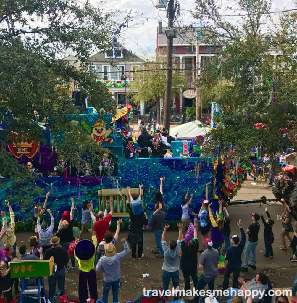 Mardi Gras parade in new orleans crowd having fun