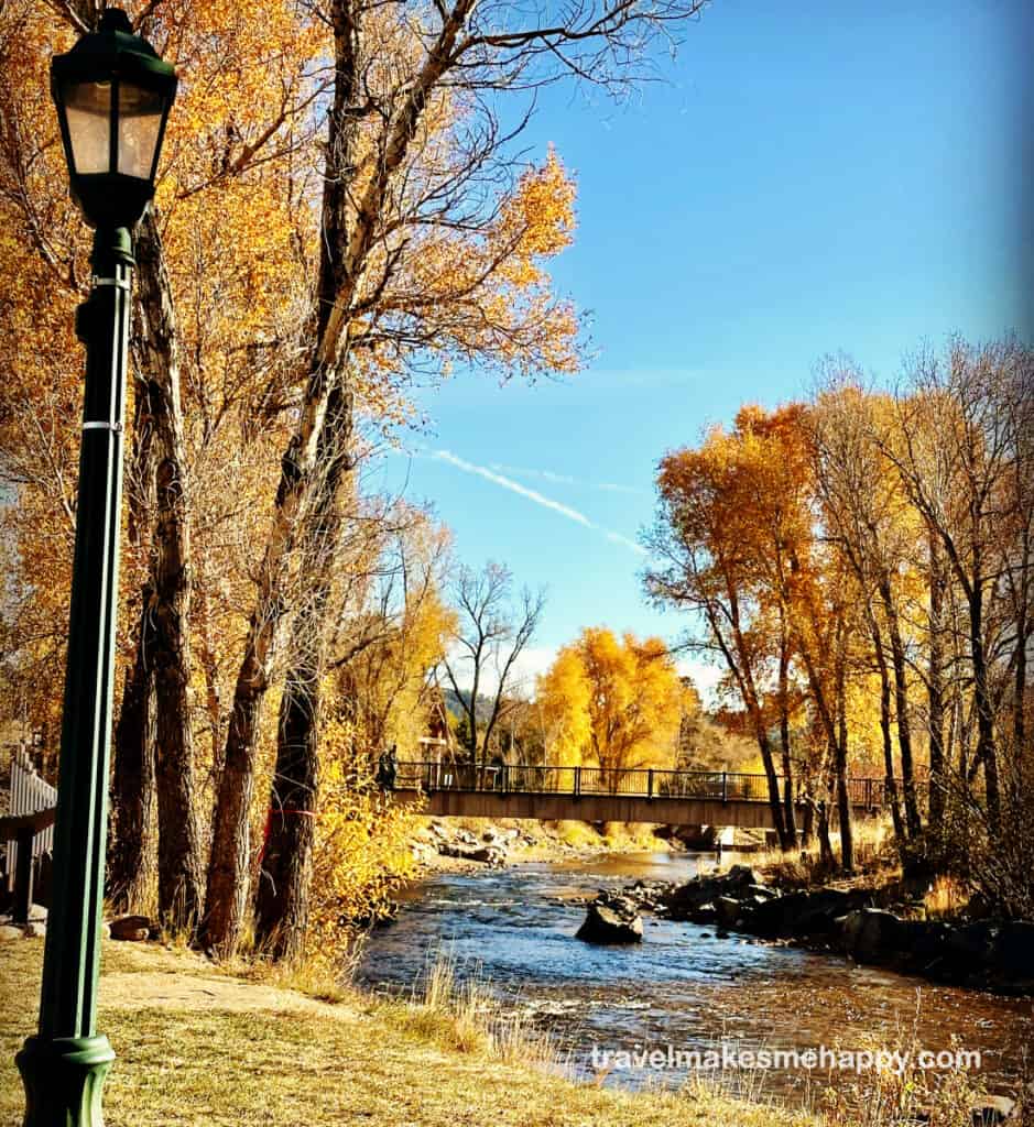 Fall colors trees and stream Autumn travel style guide