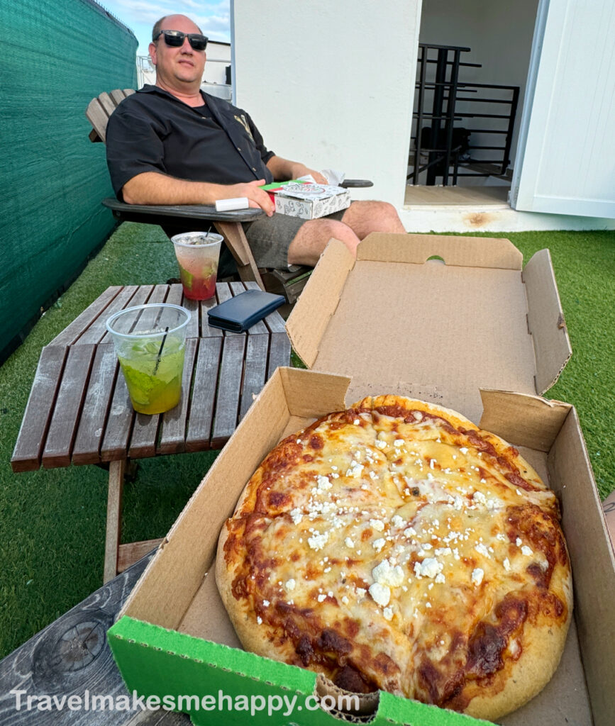 pizza from la masa old san juan on a roof deck