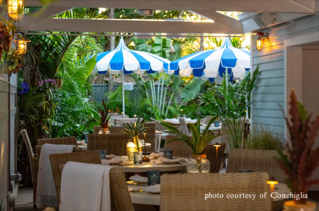 conchiglia key west old town restaurant garden seating area