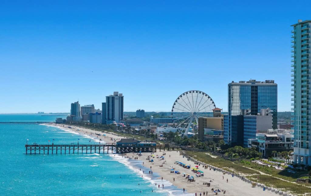 beach and amusement view myrtle beach south carolina