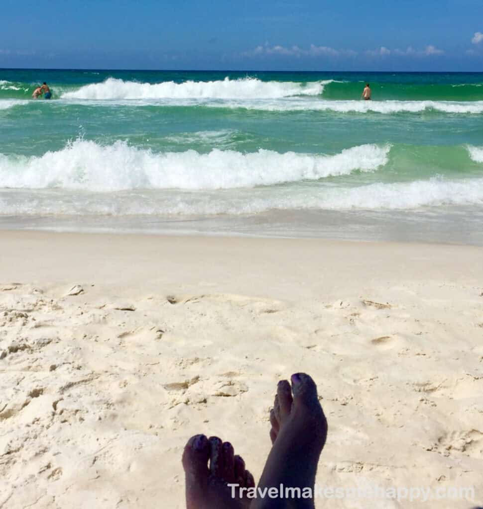 beach chair view of panama city beach waves