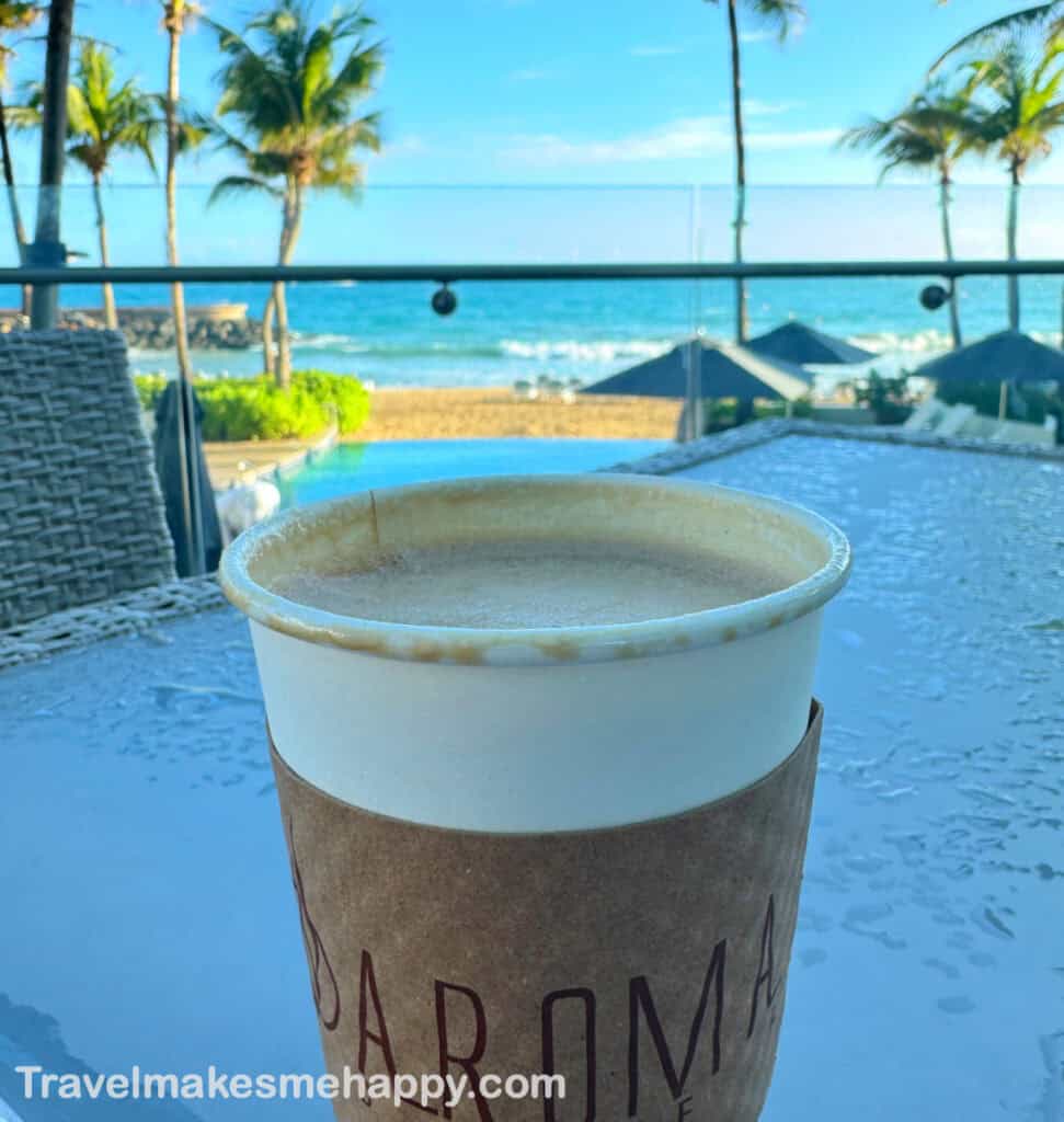coffee with a beach view la concha condado san juan