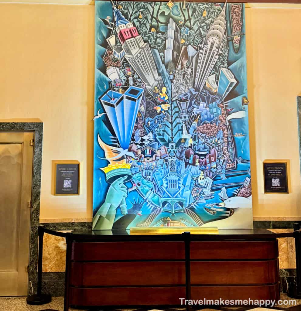 art deco murals at hotel edison in new york city