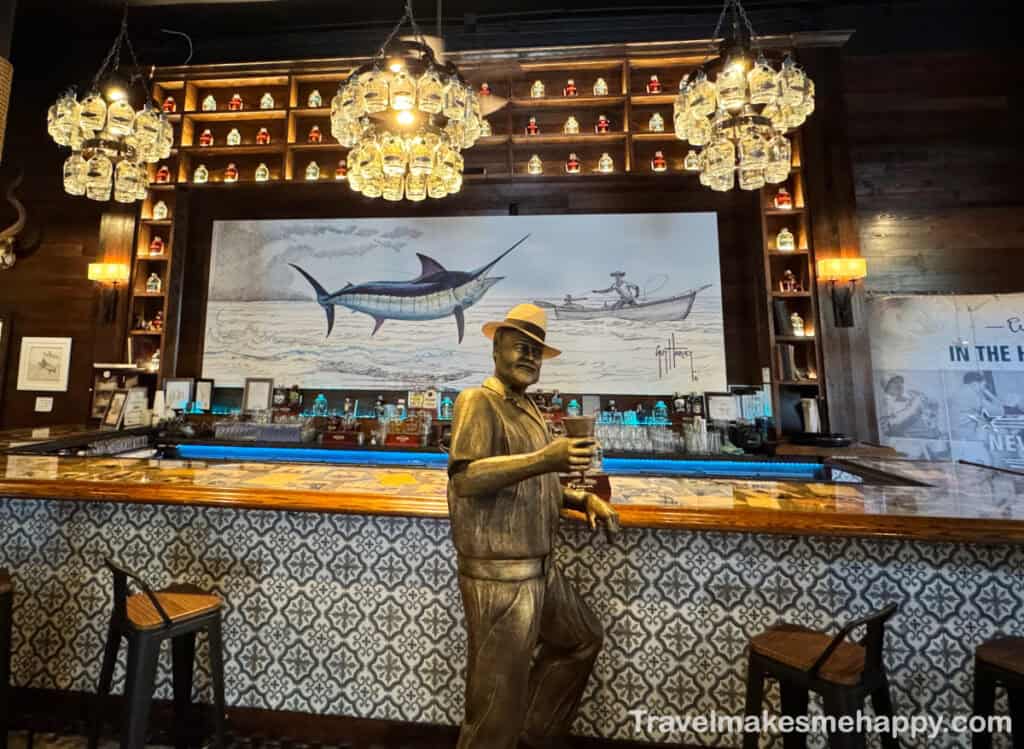 papa's pilar brewery hemingway statue at bar best spot