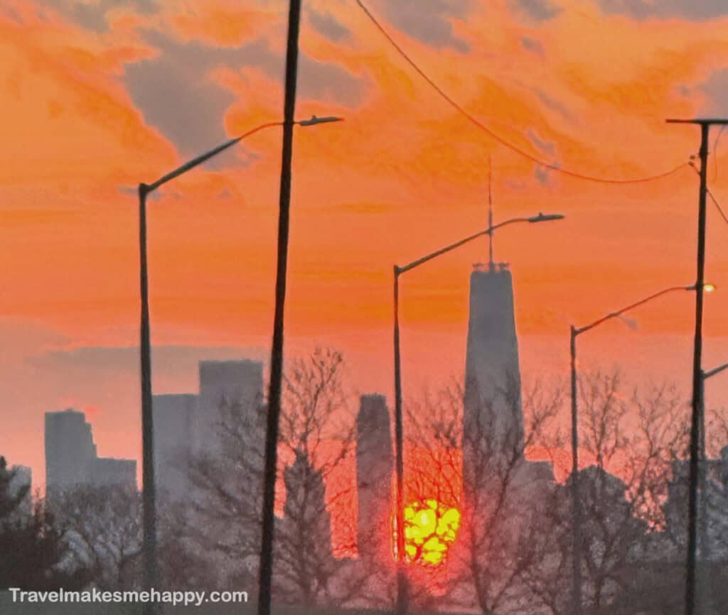 new york city skyline sunset heading to review hotel edison