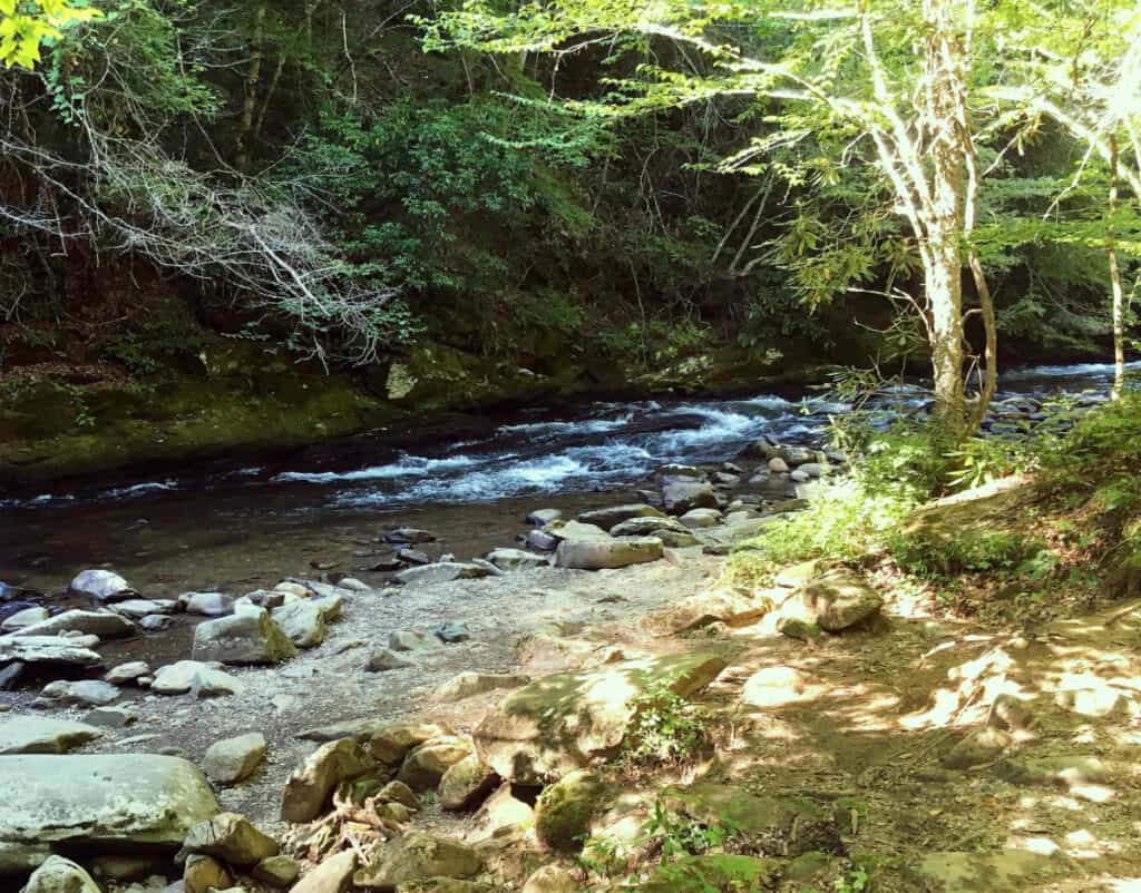 Bryson City North Carolina stream mountain view